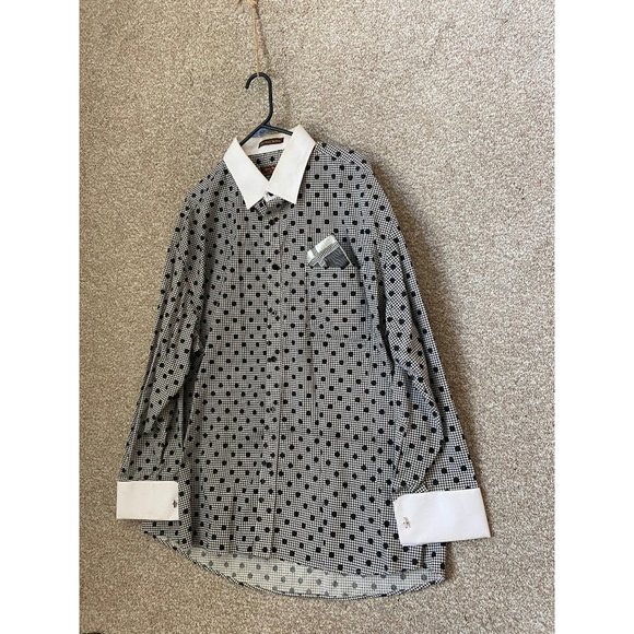 Henri Picard Don Jonathan Button Down Bold Pattern Dress Shirt 18-1/2 34/35 - Picture 2 of 7